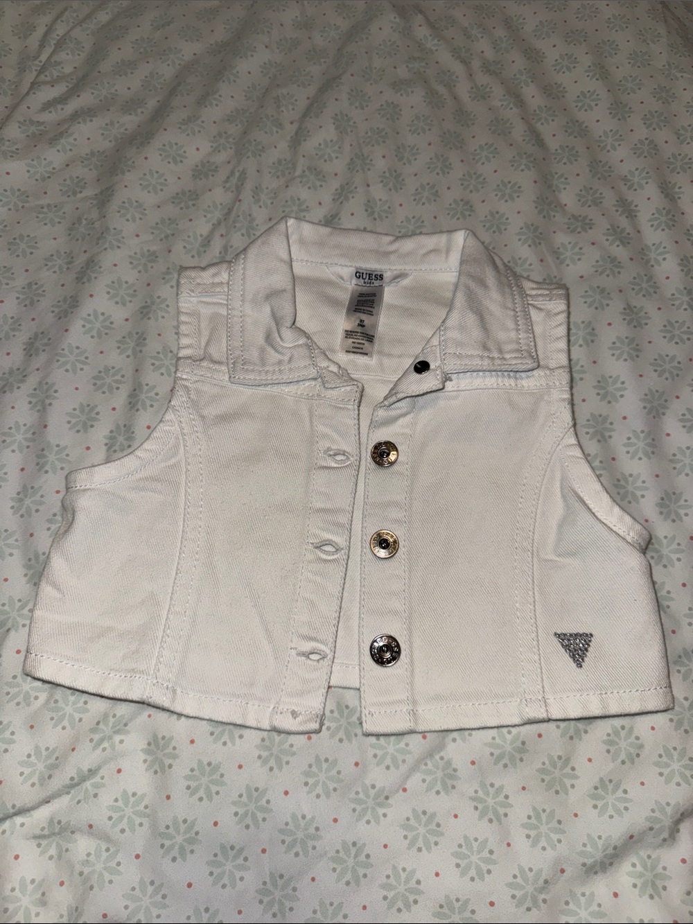 GUESS White Sleeveless Denim Vest for Kids
